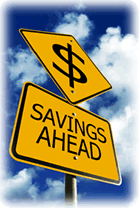 Savings Ahead caution sign